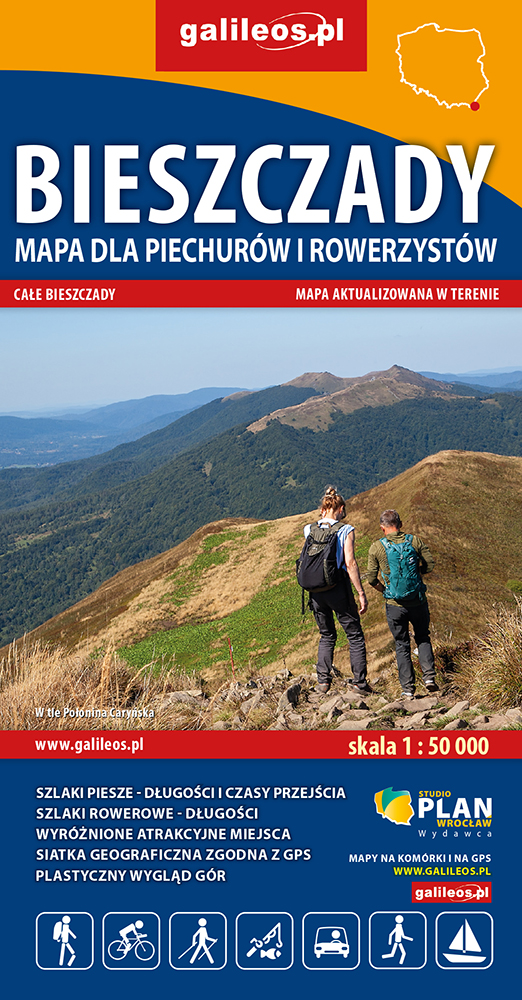 Bieszczady - mapa dla rowerzystów i piechurów - mapa papierowa